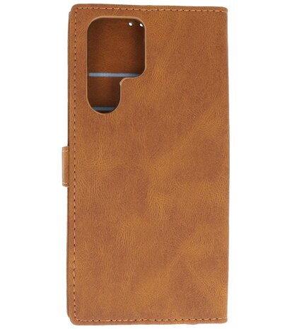 Samsung Galaxy S22 Ultra Hoesje Portemonnee Book Case - Bruin