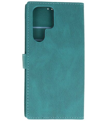 Samsung Galaxy S22 Ultra Hoesje Portemonnee Book Case - Donker Groen