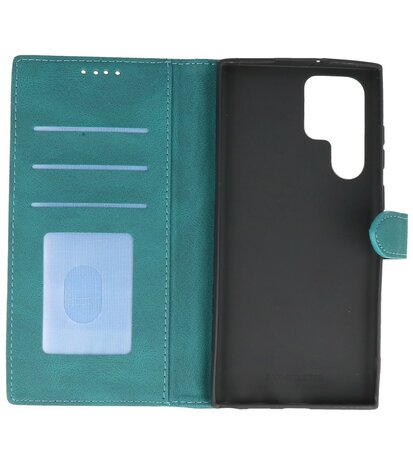 Samsung Galaxy S22 Ultra Hoesje Portemonnee Book Case - Donker Groen