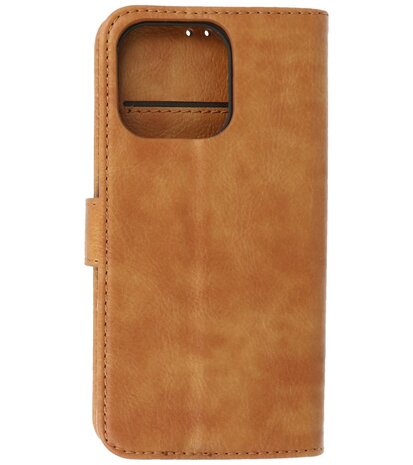 iPhone 14 Pro Hoesje Book Case Telefoonhoesje Bruin