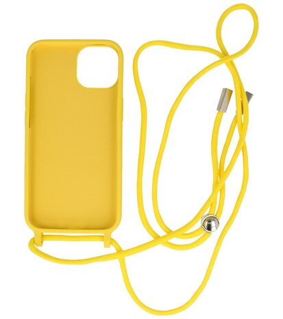 iPhone 14 Hoesje Backcover Telefoonhoesje met Koord - 2.5mm Dikke - Geel
