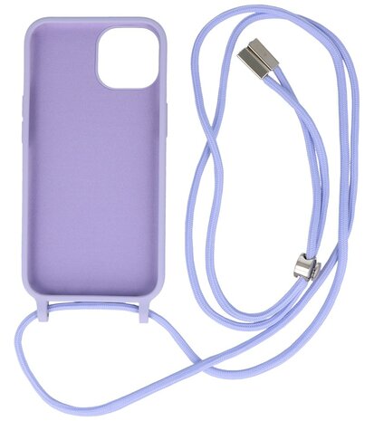 iPhone 14 Hoesje Backcover Telefoonhoesje met Koord - 2.5mm Dikke - Paars