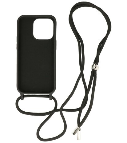 iPhone 14 Pro Max Hoesje Backcover Telefoonhoesje met Koord - 2.5mm Dikke - Zwart