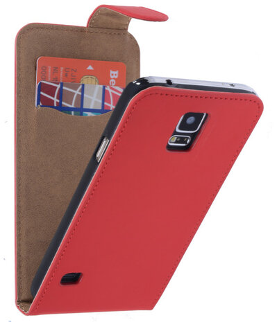 Rood Effen Classic Flipcase Hoesje Samsung Galaxy S5