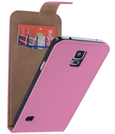 Roze Effen Classic Flipcase Hoesje Samsung Galaxy S5