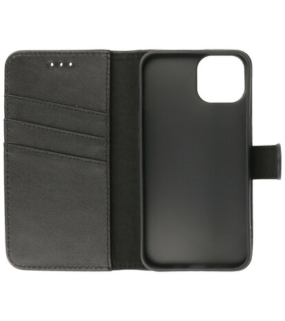 Echt Lederen Hoesje Wallet Case Telefoonhoesje voor iPhone 14 Plus - Zwart