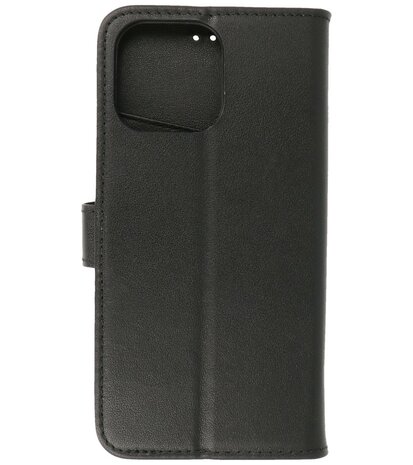 Echt Lederen Hoesje Wallet Case Telefoonhoesje voor iPhone 14 Pro - Zwart