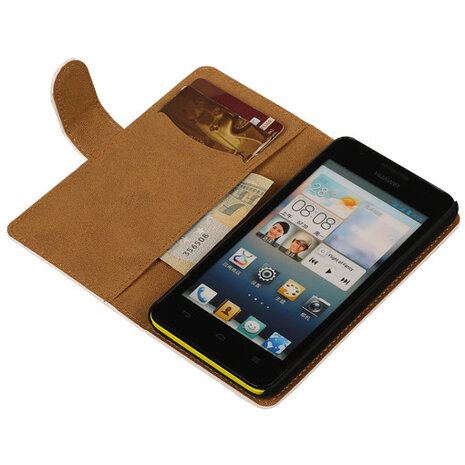 Huawei Ascend G510 Effen Booktype Wallet Hoesje Wit