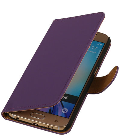 Samsung Galaxy S6 Effen Booktype Wallet Hoesje Paars