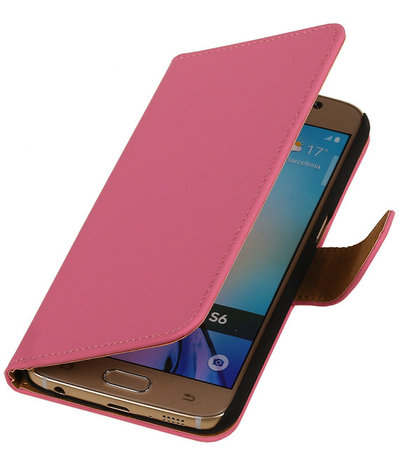 Samsung Galaxy S6 Effen Booktype Wallet Hoesje Roze