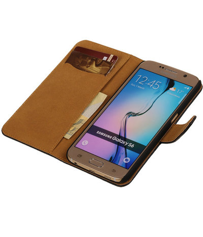 Samsung Galaxy S6 Croco Booktype Wallet Hoesje Zwart