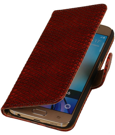 Snake Rood Samsung Galaxy S6 Book Wallet Case Hoesje