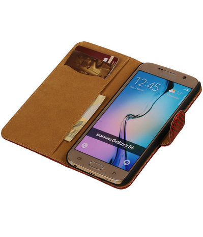 Snake Rood Samsung Galaxy S6 Book Wallet Case Hoesje