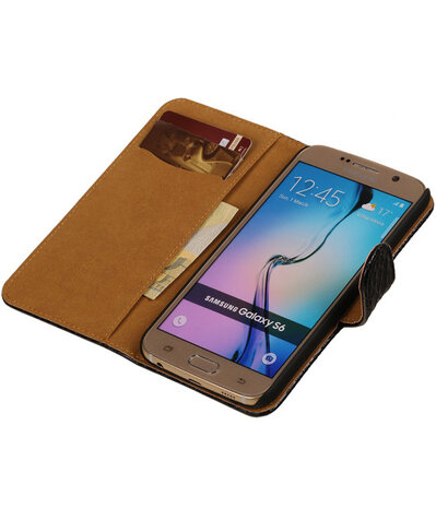 Slang Zwart Samsung Galaxy S6 Book Wallet Case Hoesje