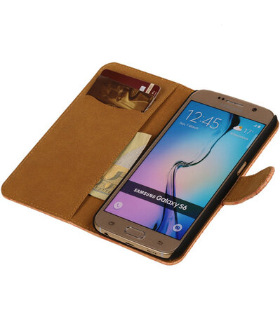 Slang Roze Samsung Galaxy S6 Book Wallet Case Hoesje