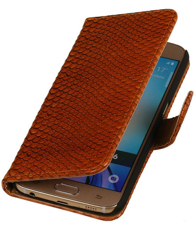 Slang Bruin Samsung Galaxy S6 Book Wallet Case Hoesje