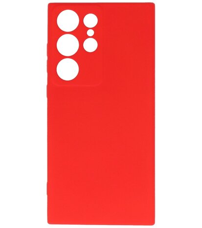 2.0mm Dikke Fashion Telefoonhoesje Siliconen Hoesje voor de Samsung Galaxy S23 Ultra - Rood