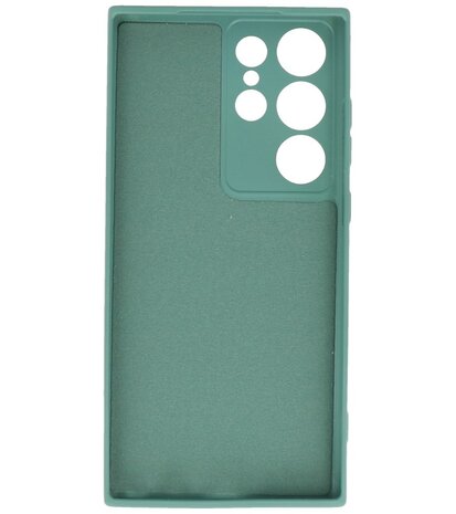 2.0mm Dikke Fashion Telefoonhoesje Siliconen Hoesje voor de Samsung Galaxy S23 Ultra - Donker Groen