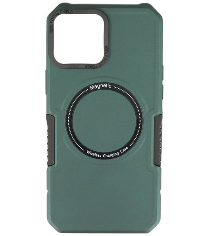 MagSafe Hoesje - Shockproof Back Cover voor de iPhone 12 Pro Max - Donker Groen