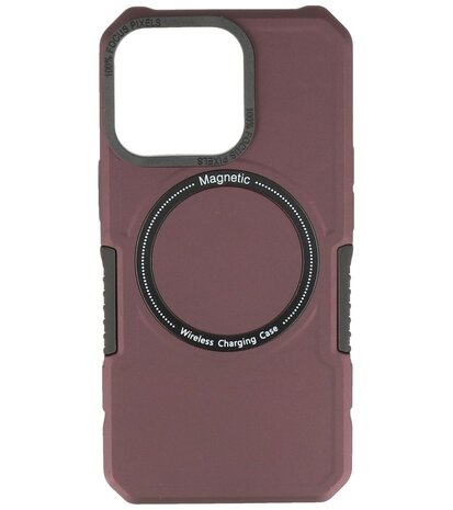 MagSafe Hoesje - Shockproof Back Cover voor de iPhone 13 Pro - Bordeaux Rood