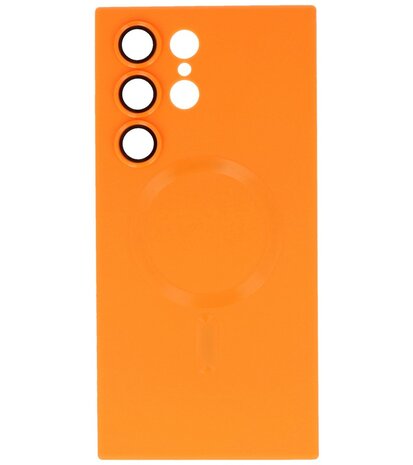 MagSafe Hoesje met Camera Beschermer voor Samsung Galaxy S22 Ultra Oranje