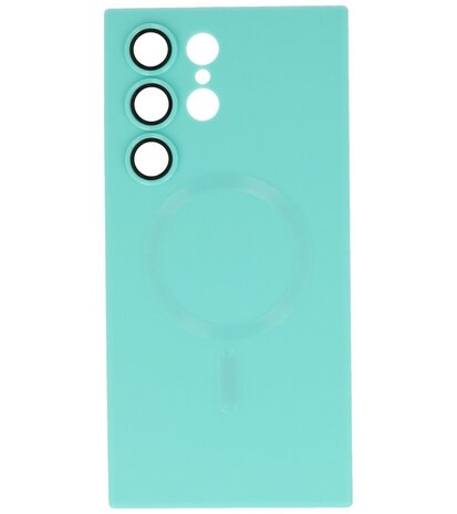 MagSafe Hoesje met Camera Beschermer voor Samsung Galaxy S22 Ultra Turquoise