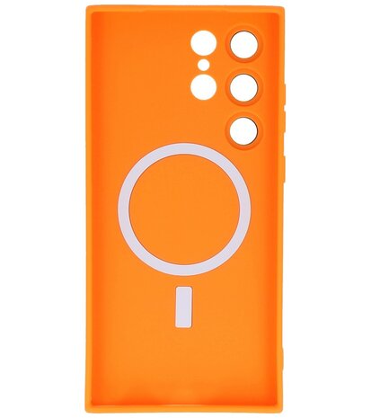 MagSafe Hoesje met Camera Beschermer voor Samsung Galaxy S23 Ultra Oranje