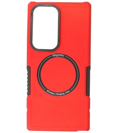Samsung Galaxy S23 Ultra MagSafe Hoesje - Shockproof Back Cover - Rood