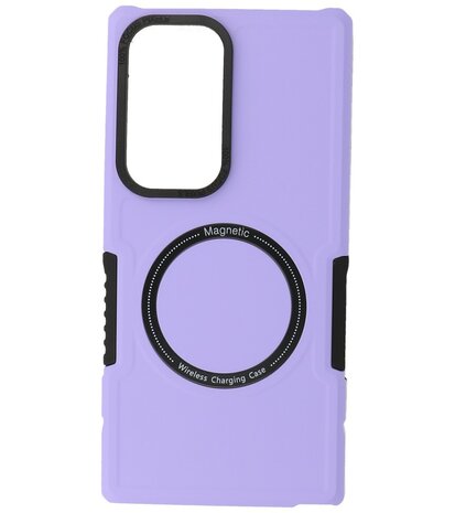 Samsung Galaxy S23 Ultra MagSafe Hoesje - Shockproof Back Cover - Paars