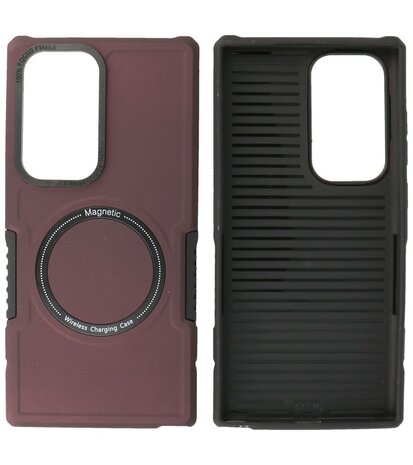 Samsung Galaxy S23 Ultra MagSafe Hoesje - Shockproof Back Cover - Bordeaux Rood