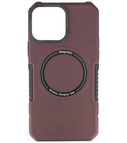 MagSafe Hoesje - Shockproof Back Cover voor de iPhone 14 Pro - Bordeaux Rood