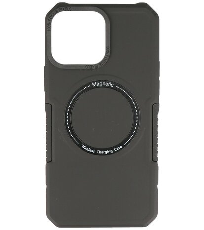 MagSafe Hoesje - Shockproof Back Cover voor de iPhone 14 Pro Max - Zwart