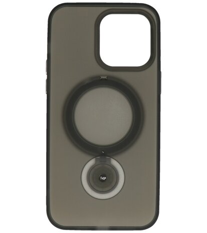 Magsafe Mat Transparant Case met Staande Functie voor iPhone 14 Pro Max Zwart