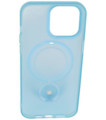 Magsafe Mat Transparant Case met Staande Functie voor iPhone 14 Pro Max Blauw