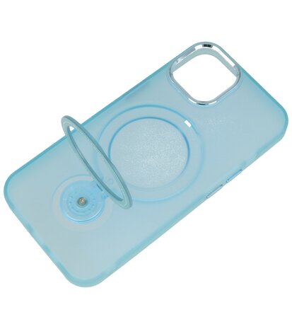 Magsafe Mat Transparant Case met Staande Functie voor iPhone 15 Plus Blauw