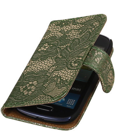 Lace Donker Groen Samsung Galaxy S3 Mini VE Book/Wallet Case/Cover