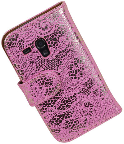 Lace Pink Hoesje voor Samsung Galaxy S3 Mini VE Book/Wallet Case/Cover