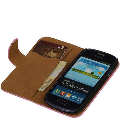 Lace Pink Hoesje voor Samsung Galaxy S3 Mini VE Book/Wallet Case/Cover