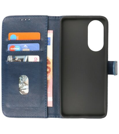 Oppo Reno 10 - Reno 10 Pro Hoesje Book Case Portemonnee Telefoonhoesje - Navy