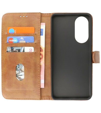 Oppo Reno 10 - Reno 10 Pro Hoesje Book Case Portemonnee Telefoonhoesje - Bruin