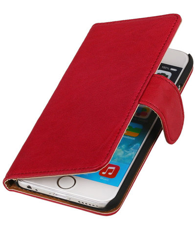 Echt Leer Bookcase Roze - Apple iPhone 6 Plus