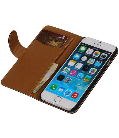 Echt Leer Bookcase Zwart - Apple iPhone 6 Plus