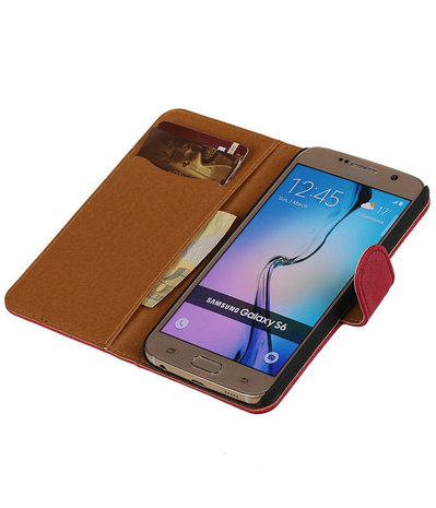 Echt Leer Bookcase Roze - Samsung Galaxy A7