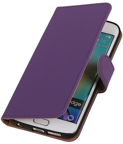 Samsung Galaxy S6 Edge Effen Booktype Wallet Hoesje Paars