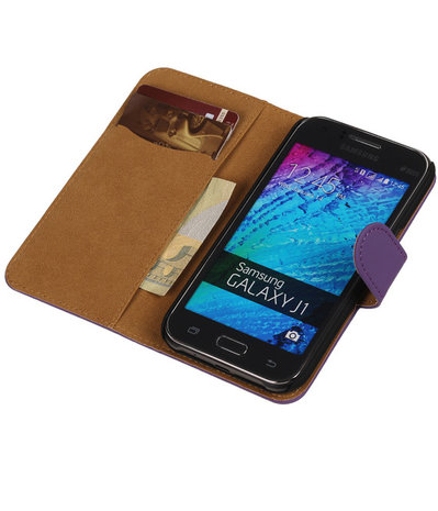 Samsung Galaxy J1 Effen Booktype Wallet Hoesje Paars