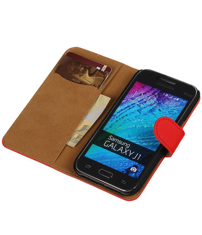 Samsung Galaxy J1 Effen Booktype Wallet Hoesje Rood