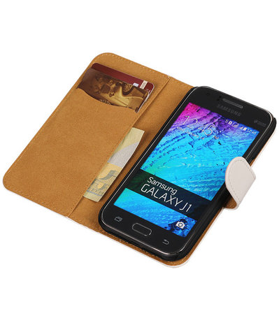 Samsung Galaxy J1 Effen Booktype Wallet Hoesje Wit