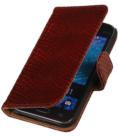 Rood Slangen / Snake Design Book Cover Hoesje Samsung Galaxy J1