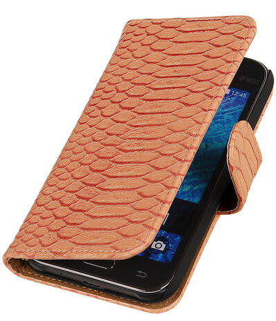 Roze Slangen / Snake Design Book Cover Hoesje Samsung Galaxy J1