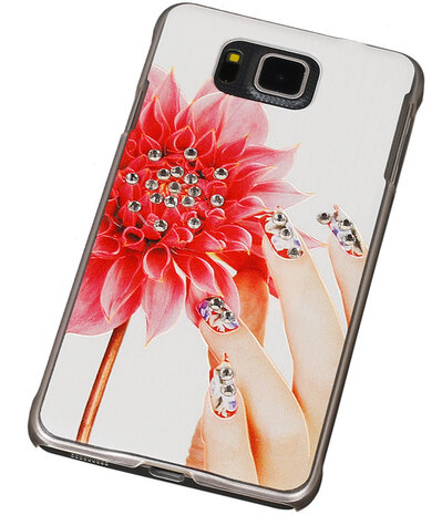 3D Hardcase met Diamant Galaxy Alpha G850F Hand Bloem